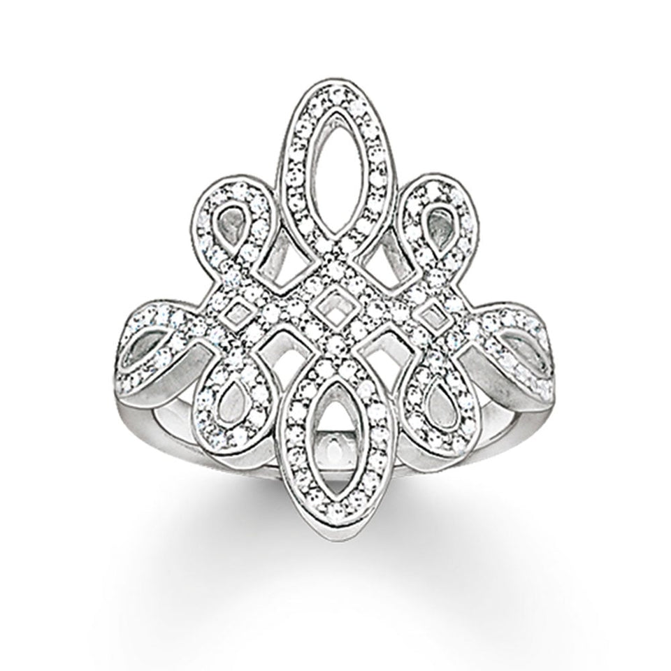 Thomas Sabo Silver Pave Set Large Love Knot Ring