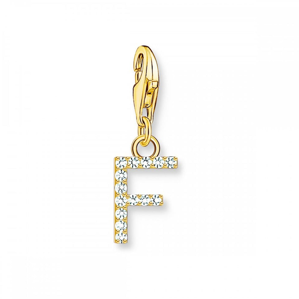 Thomas Sabo Stone Set Gold Toned Letter 'F' Charm