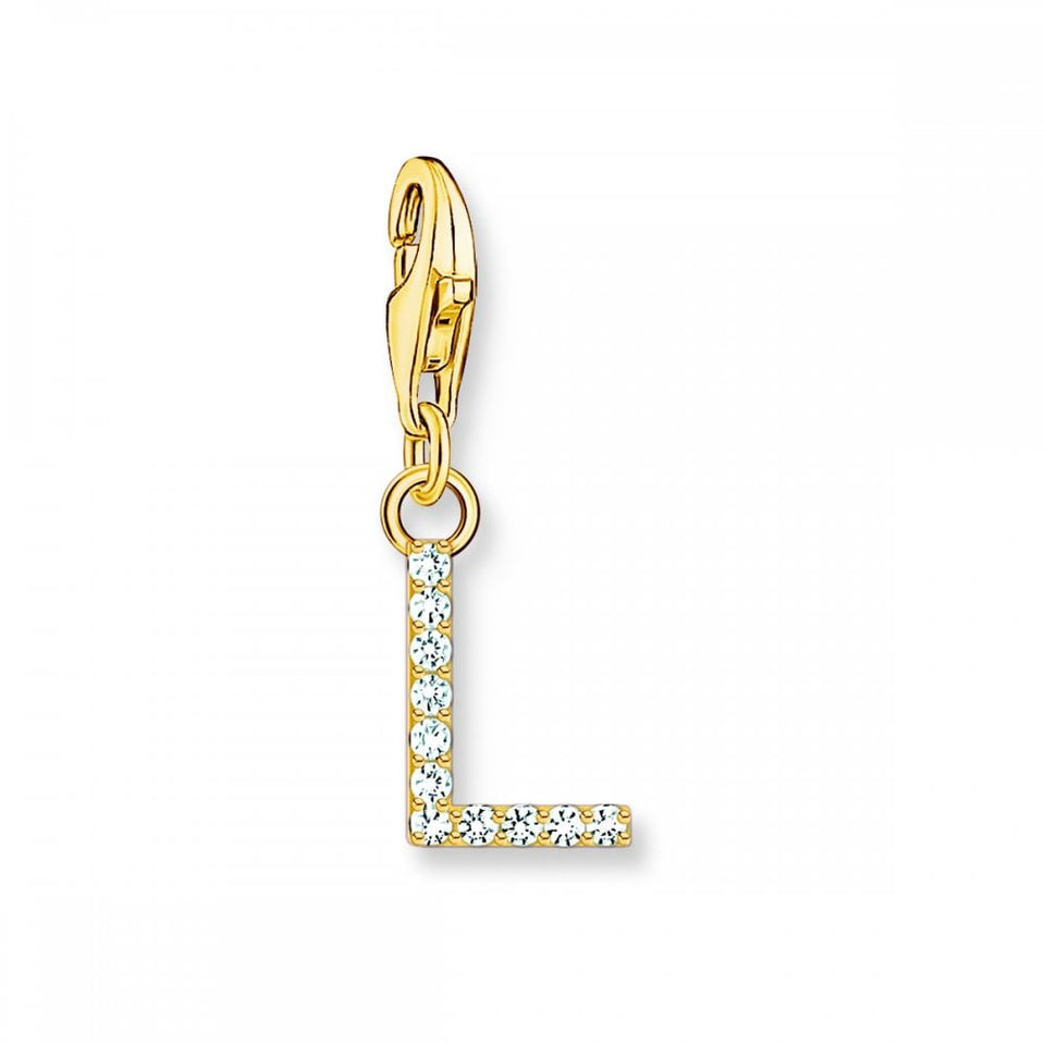 Thomas Sabo Stone Set Gold Toned Letter 'L' Charm