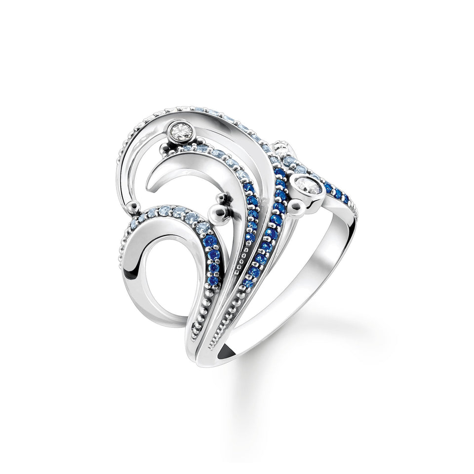 Thomas Sabo Wave With Blue Stone Ring