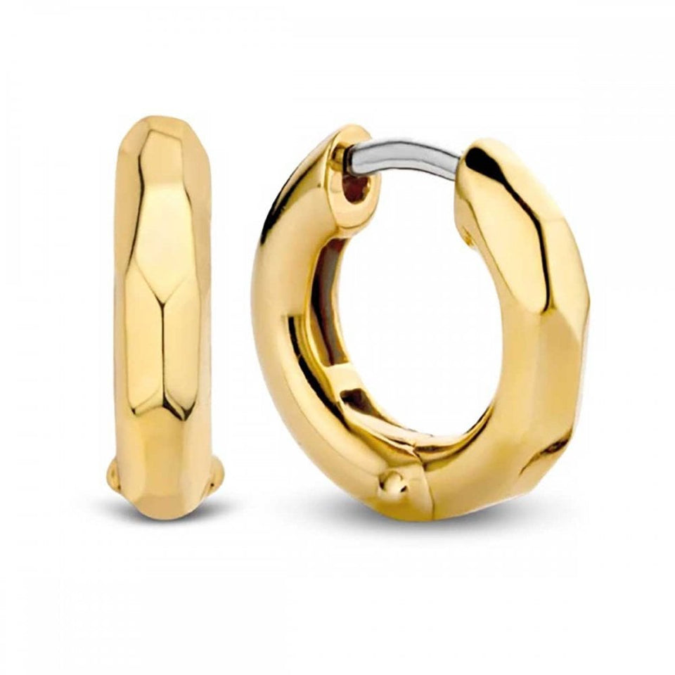 Ti Sento Ladies Gold Plated Fantasy Cut Hoop Earrings