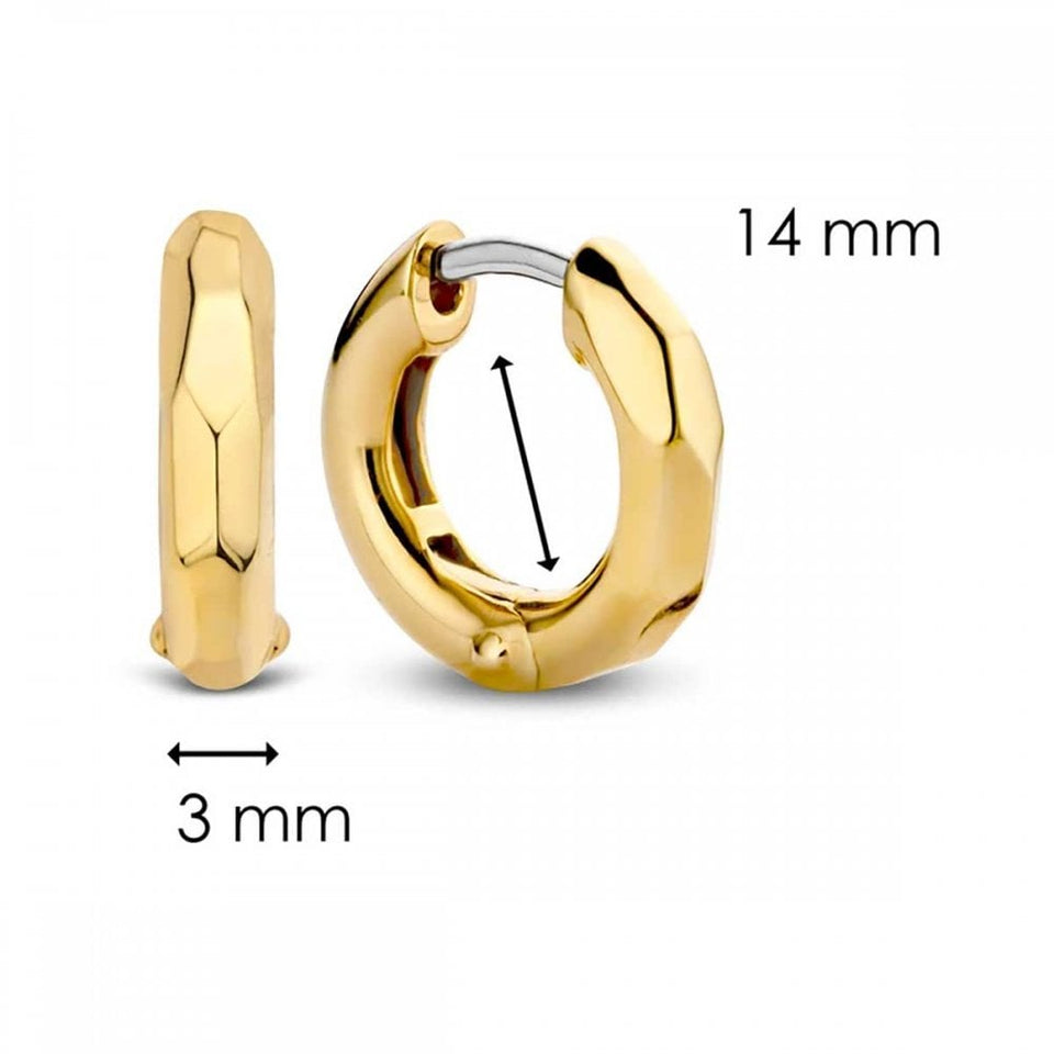 Ti Sento Ladies Gold Plated Fantasy Cut Hoop Earrings