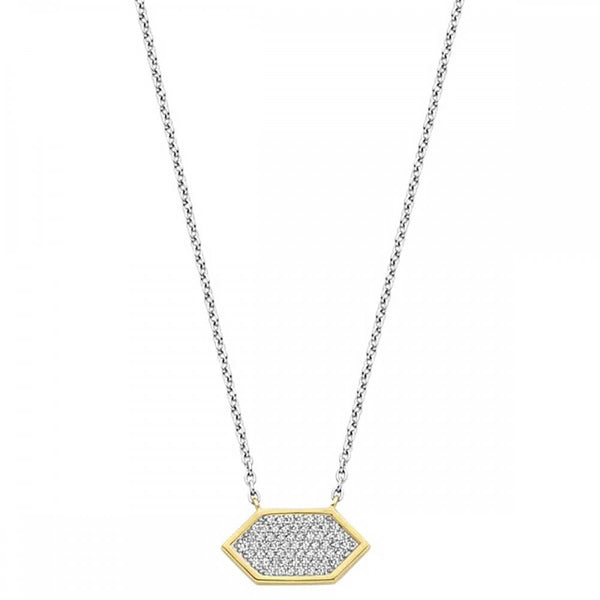 Ti Sento Ladies Gold Plated Hexagon Shaped Stone Set Necklace