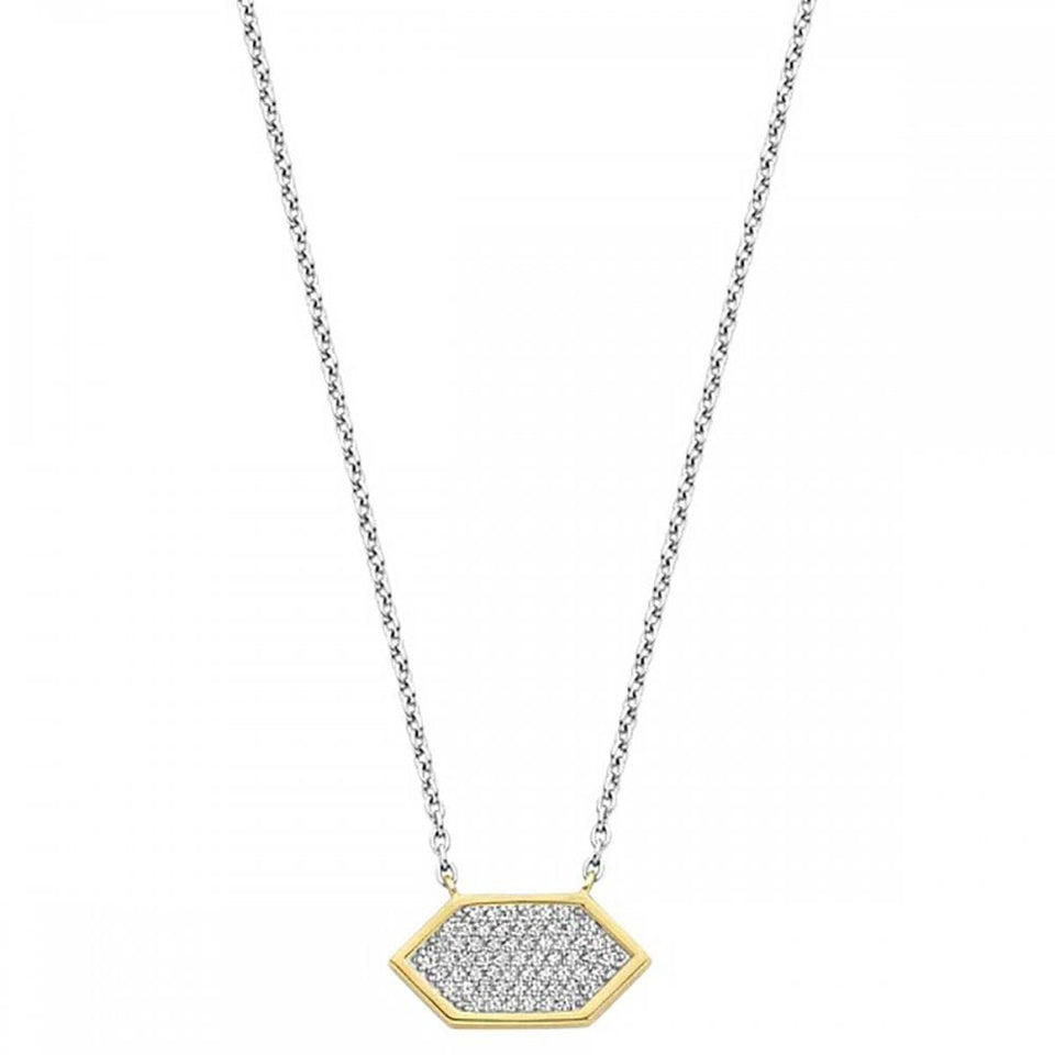 Ti Sento Ladies Gold Plated Hexagon Shaped Stone Set Necklace