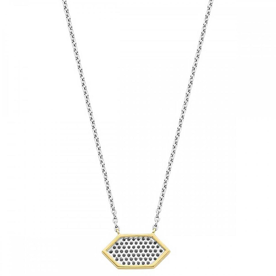 Ti Sento Ladies Gold Plated Hexagon Shaped Stone Set Necklace