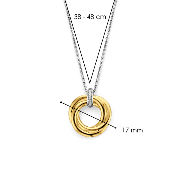 Ti Sento Ladies Gold Plated Interlocking Circles Necklace