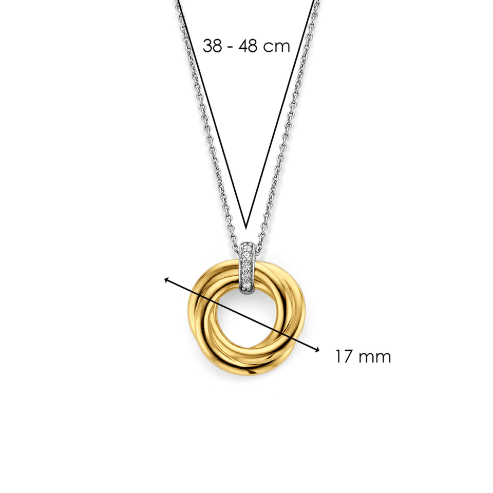 Ti Sento Ladies Gold Plated Interlocking Circles Necklace