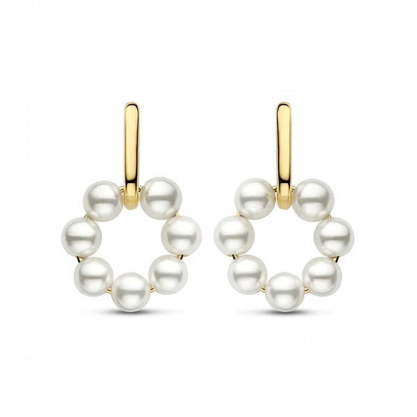 Ti Sento Ladies Gold Plated Pearl Hooped Earrings