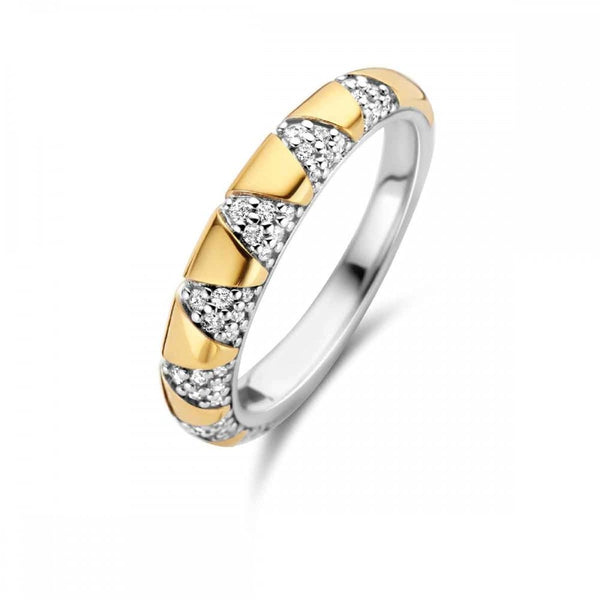 Ti Sento Ladies Gold Plated Stone Set Two Tone Band Ring
