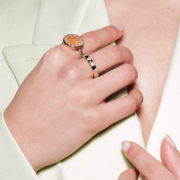 Ti Sento Ladies Gold Plated Stone Set Two Tone Band Ring