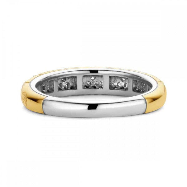 Ti Sento Ladies Gold Plated Stone Set Two Tone Band Ring
