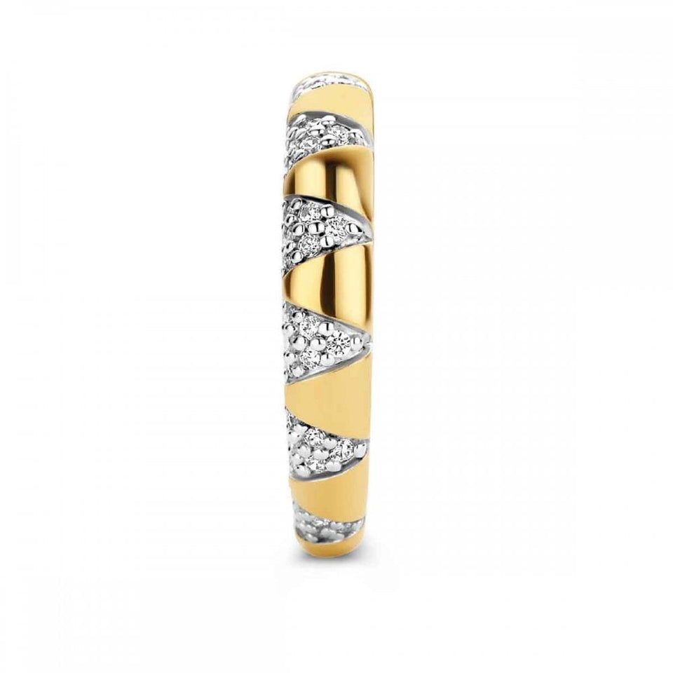 Ti Sento Ladies Gold Plated Stone Set Two Tone Band Ring