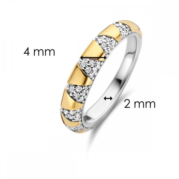 Ti Sento Ladies Gold Plated Stone Set Two Tone Band Ring