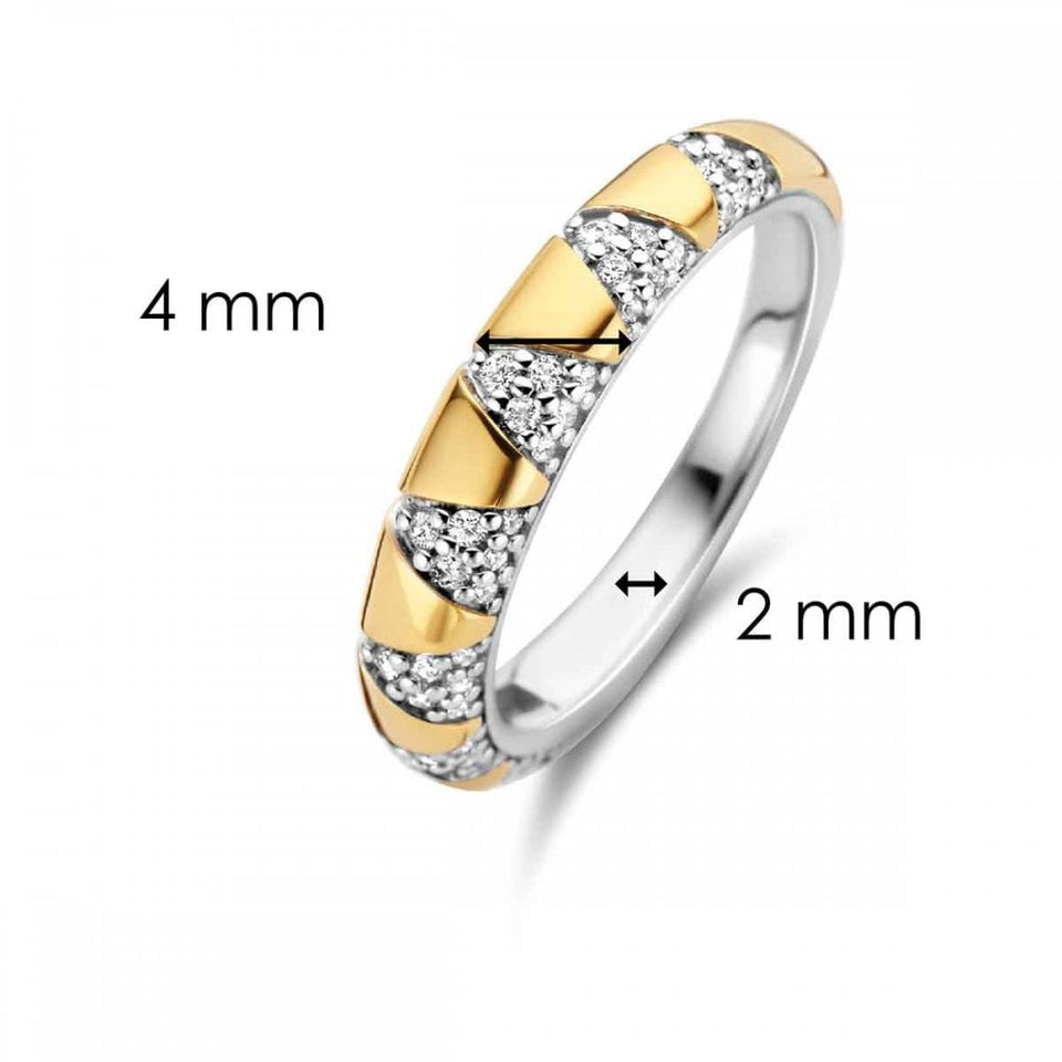 Ti Sento Ladies Gold Plated Stone Set Two Tone Band Ring