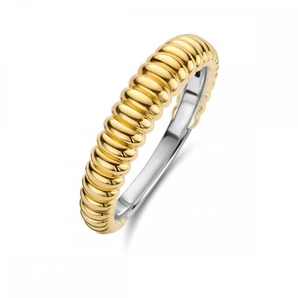 Ti Sento Ladies Iconic Ribbed Gold Plated Band Ring