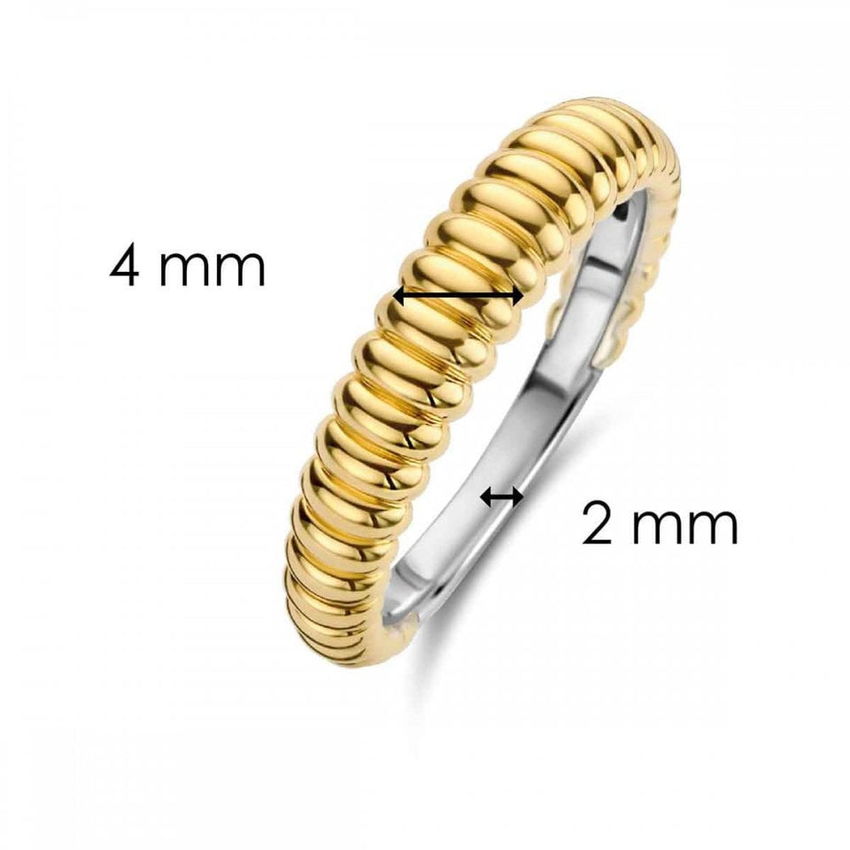 Ti Sento Ladies Iconic Ribbed Gold Plated Band Ring