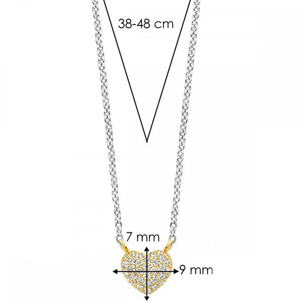 Ti Sento Ladies Minimalistic Gold Plated Stone Set Heart Necklace