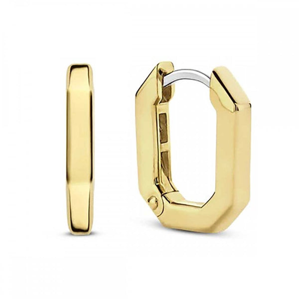 Ti Sento Ladies Oval Shaped Gold Plated Hooped Earrings