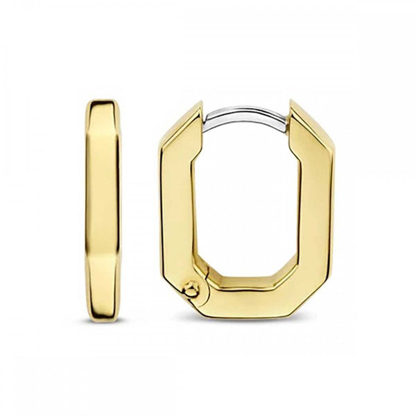 Ti Sento Ladies Oval Shaped Gold Plated Hooped Earrings