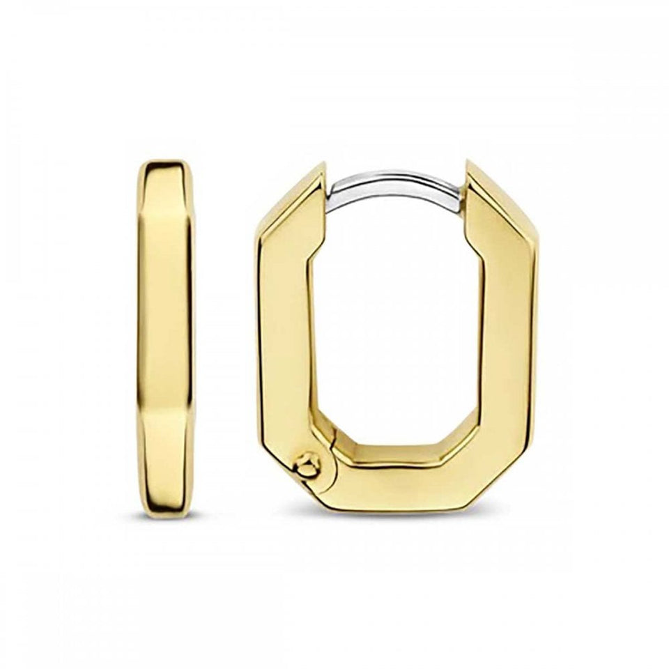 Ti Sento Ladies Oval Shaped Gold Plated Hooped Earrings
