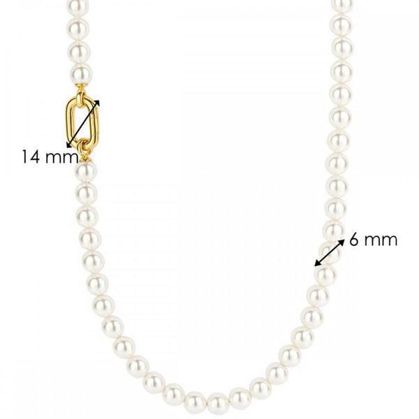 Ti Sento Ladies Statement Gold Plated Beaded Pearl Necklace