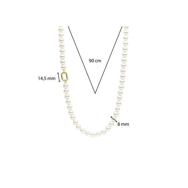 Ti Sento Ladies Statement Oval Clasped Pearl Necklace