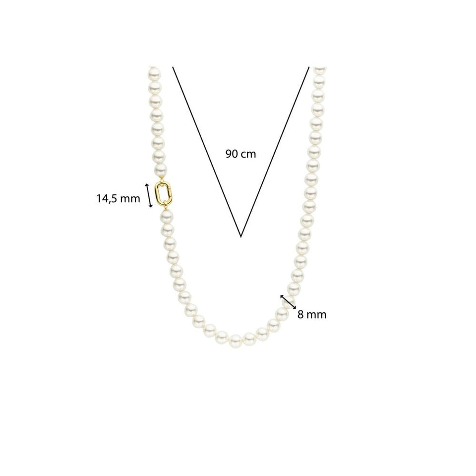 Ti Sento Ladies Statement Oval Clasped Pearl Necklace