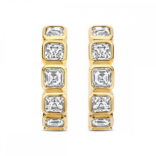 Ti Sento Ladies Statement Two Tone Square Stone Set Hoop Earrings
