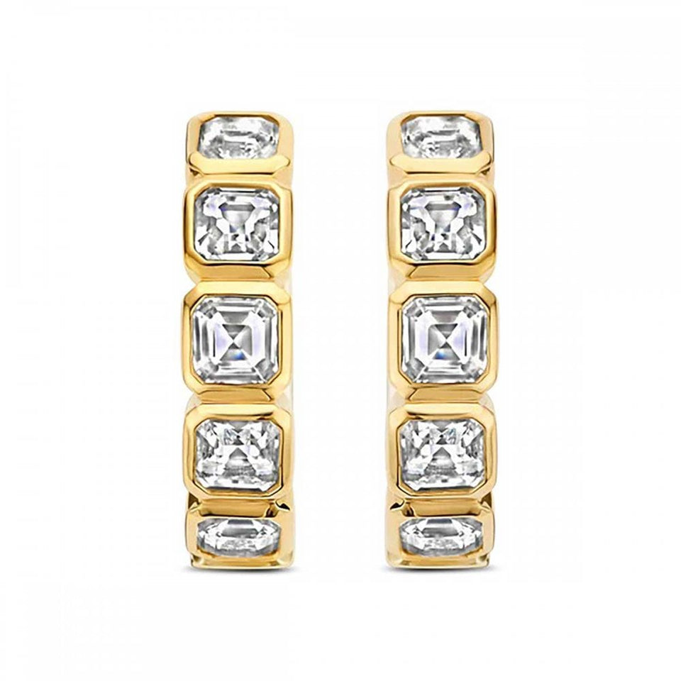 Ti Sento Ladies Statement Two Tone Square Stone Set Hoop Earrings