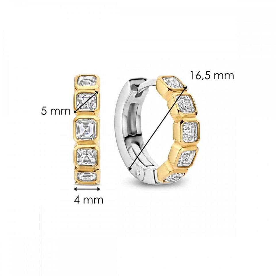 Ti Sento Ladies Statement Two Tone Square Stone Set Hoop Earrings