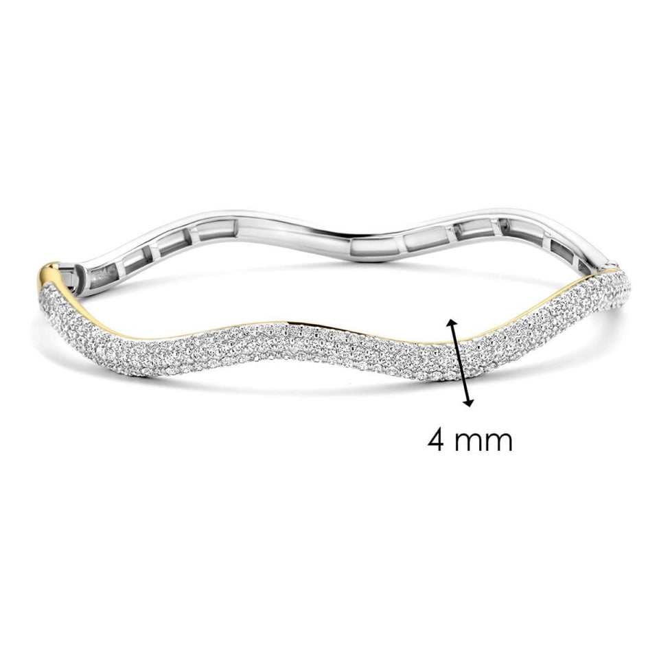 Ti Sento Ladies Statement Two Tone Stone Set Wave Bangle