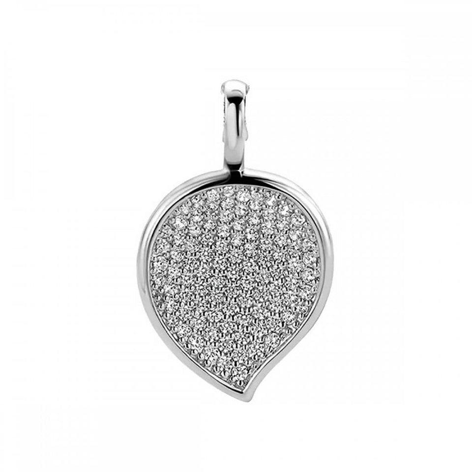 Ti Sento Ladies Stone Set Curved Leaf Pendant