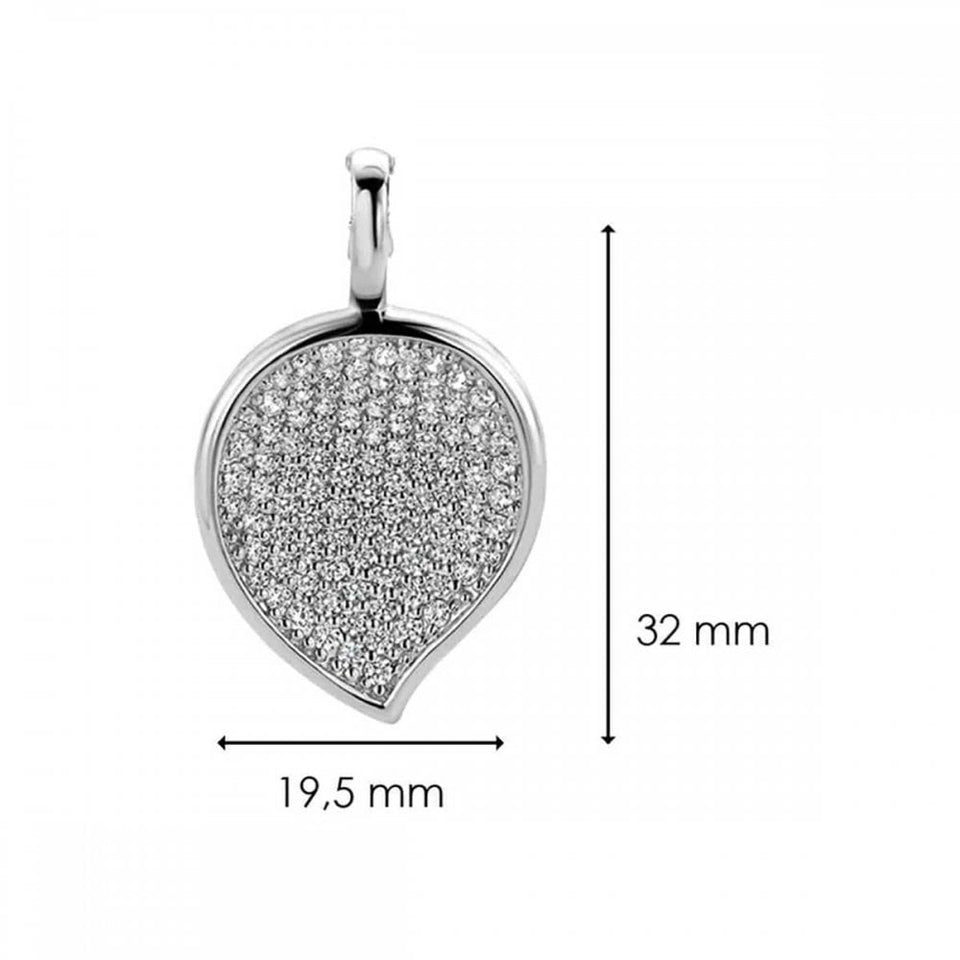 Ti Sento Ladies Stone Set Curved Leaf Pendant