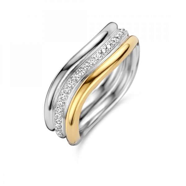 Ti Sento Ladies Stone Set Two Tone Band Ring