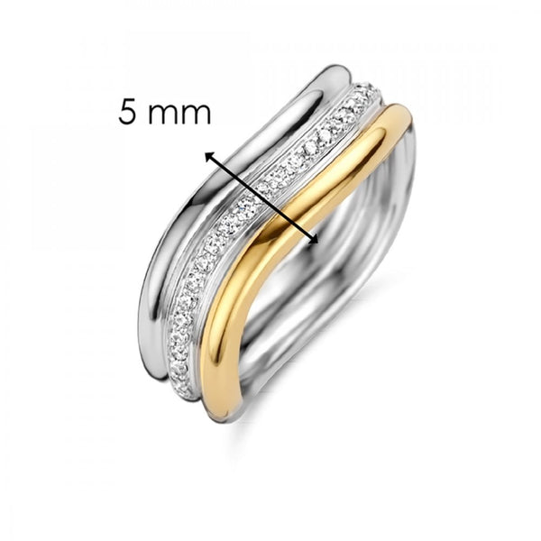 Ti Sento Ladies Stone Set Two Tone Band Ring