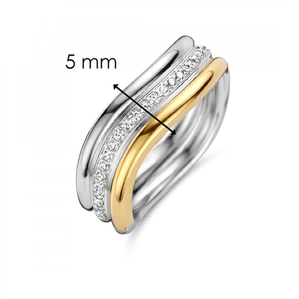 Ti Sento Ladies Stone Set Two Tone Band Ring