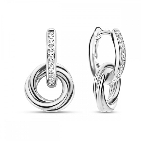 Ti Sento Ladies Twisted Circles Drop Hoop Earrings