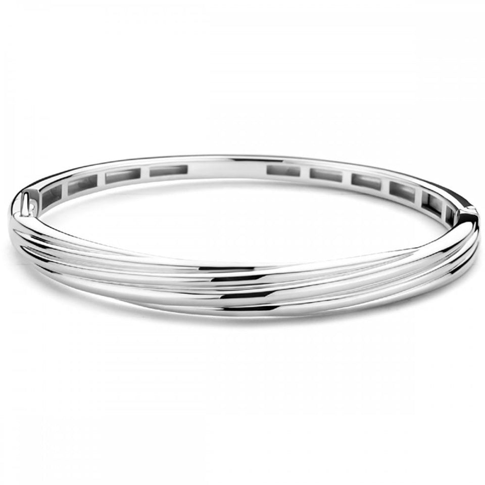 Ti Sento Ladies Twisted Sterling Silver Hinged Bangle