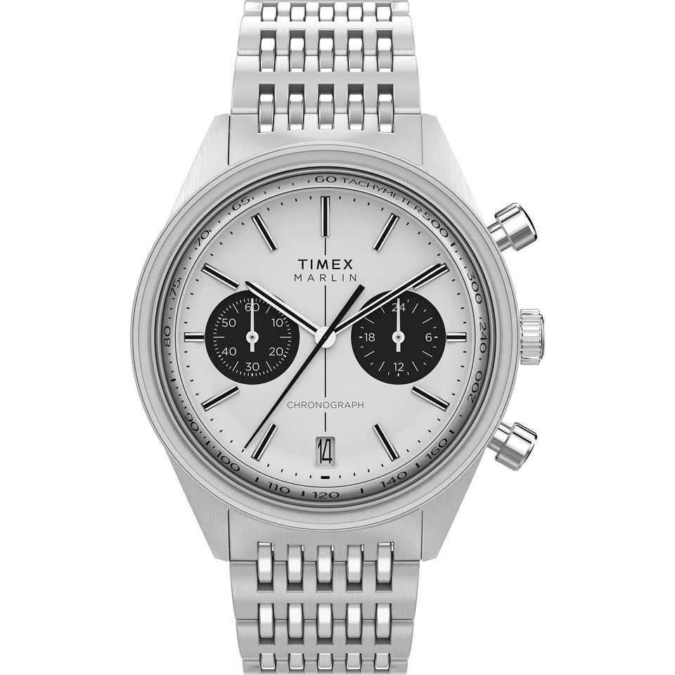 Timex Gents Marlin Jet 40mm Chronograph Silver Bracelet Watch
