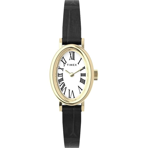 Timex Ladies Cavatina Gold Plated Black Strap Watch
