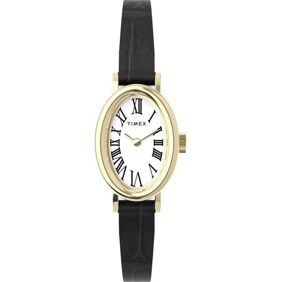 Timex Ladies Cavatina Gold Plated Black Strap Watch