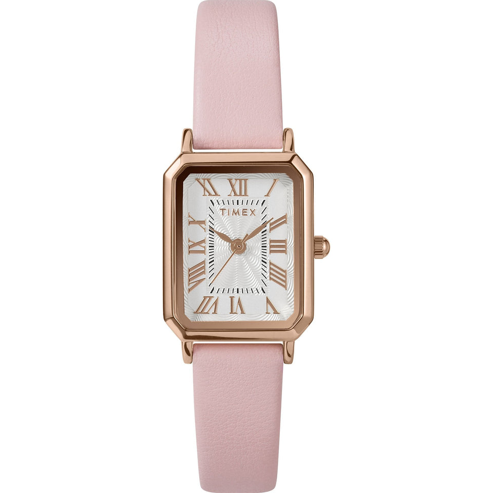 Timex Ladies Pink Leather Rose Tone 21mm Watch