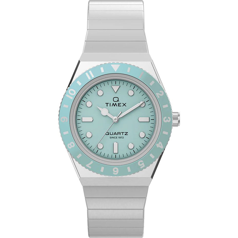 Timex Ladies Q Mini 30mm Blue Dial Expansion Strap Watch