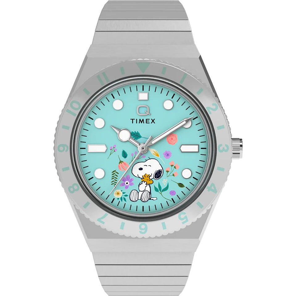 Timex Ladies Q Peanuts 36mm Blue Dial Watch