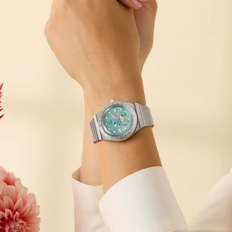 Timex Ladies Q Peanuts 36mm Blue Dial Watch