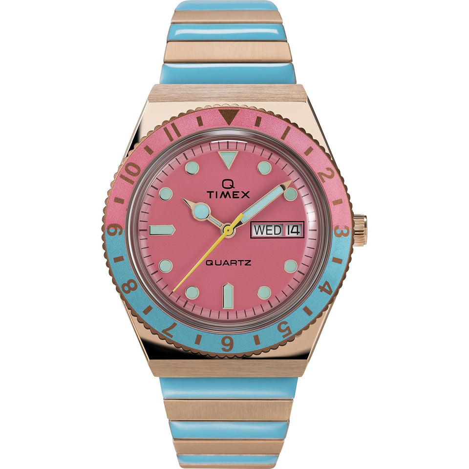 Timex Ladies Q Reissue Malibu 36mm Pink and Blue Watch