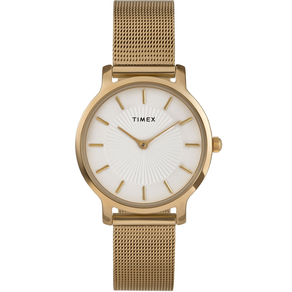 Timex Ladies Transcend 34mm Gold Mesh Bracelet Watch