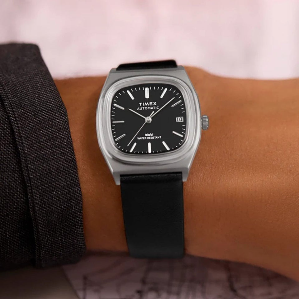 Timex Men's 34mm Automatic 1983 E Line Leather Strap Watch