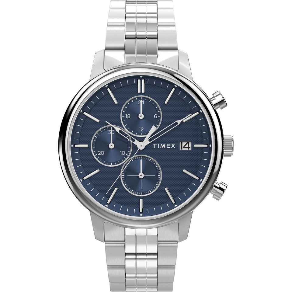 Timex Mens Chicago 45mm Blue Dial Chrono Watch
