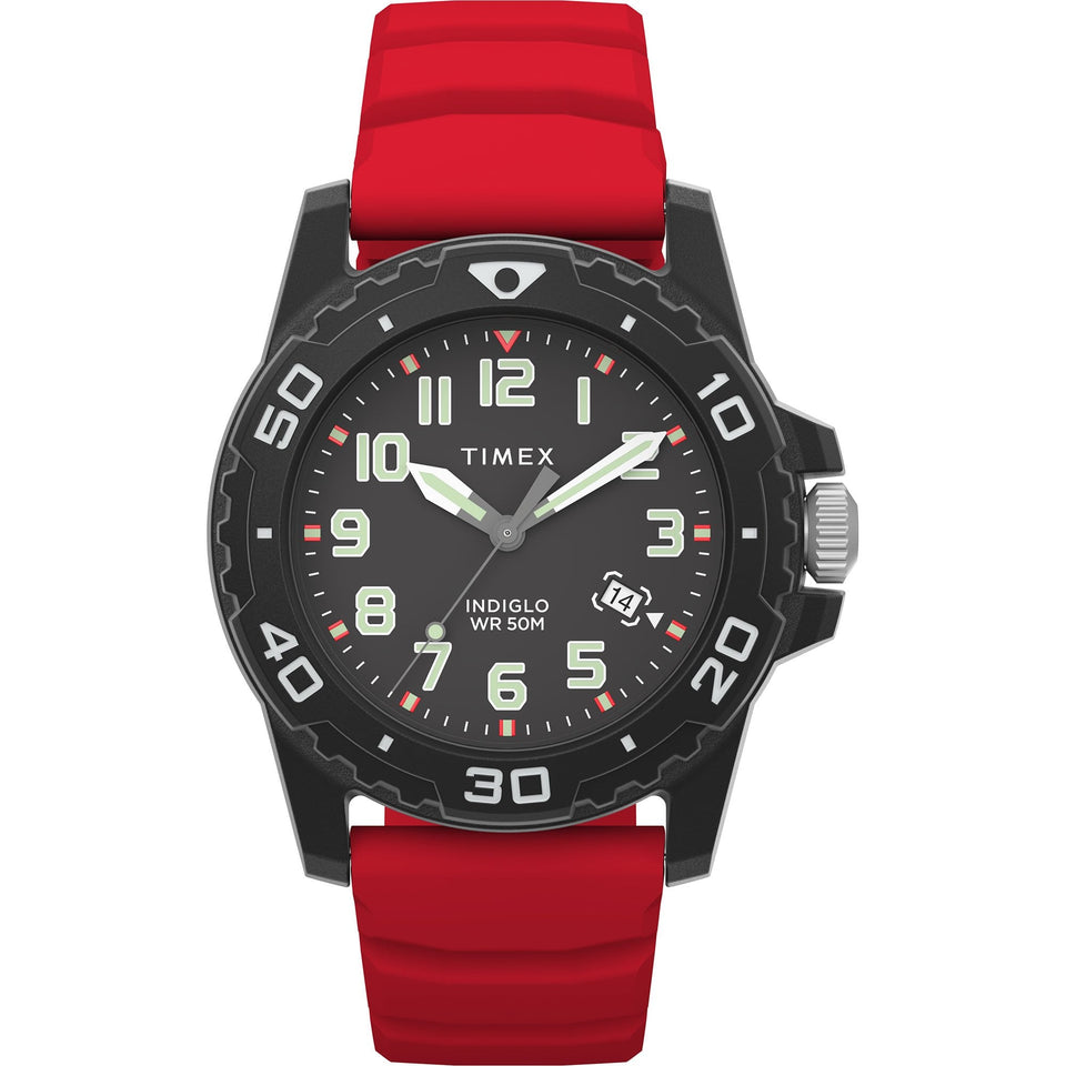 Timex Mens Diver Style 42mm Red Strap Watch